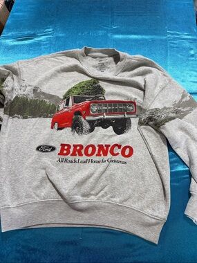 Ford Gray Crewneck Sweatshirt with Red Bronco Graphic